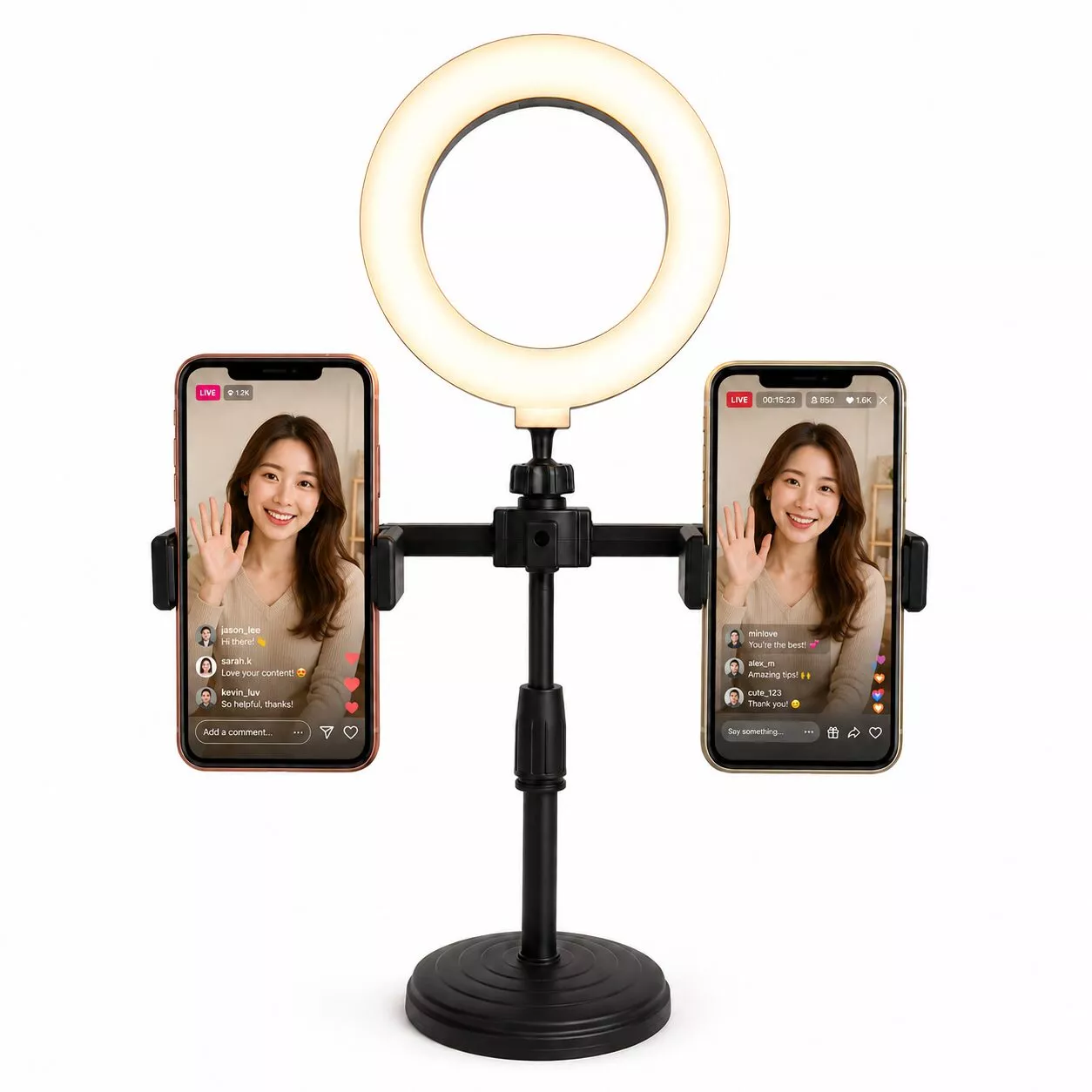 Aro De Luz Led 16cm 6 Pulgadas C/soporte Doble Kr-65168 WQ